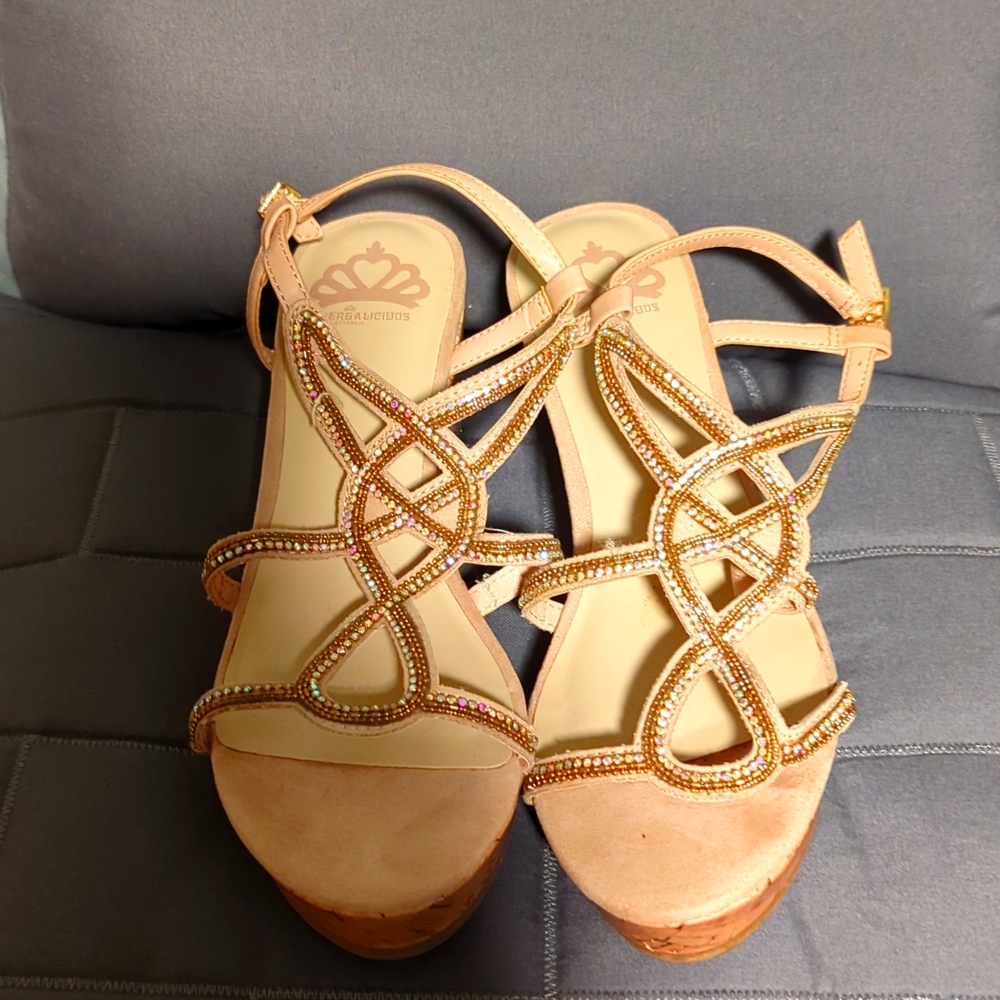 Beige Sparkling Wedges